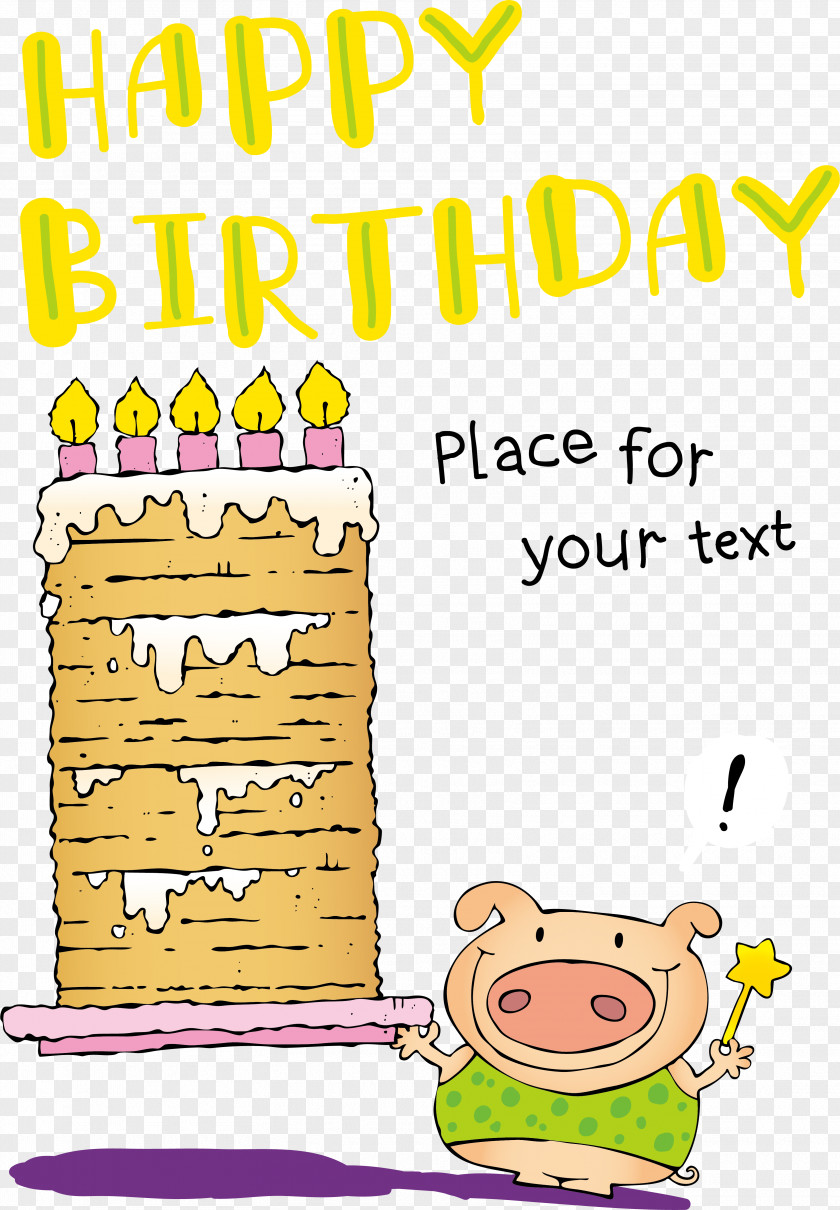 Hand-painted Piglets Holding Birthday Cake Vector Clip Art PNG