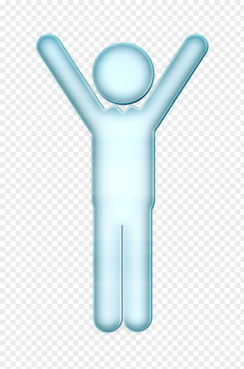 People Icon Man Standing Male Silhouette With Raised Arms PNG