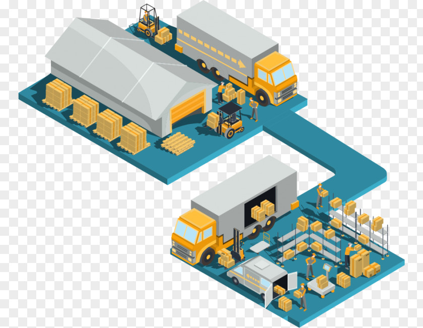 Warehouse Logistics Freight Transport Isometric Projection PNG