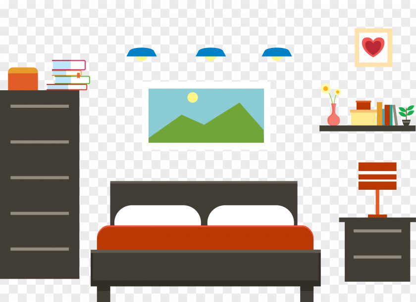 Modern Home Bedroom Graphic Design PNG