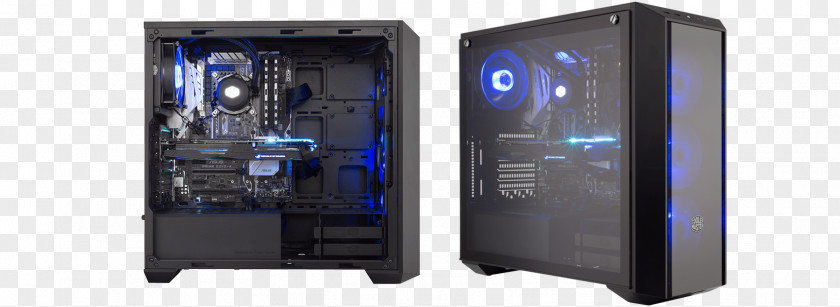 Show Off Light Computer Cases & Housings Power Supply Unit ATX Cooler Master MasterBox Pro 5 RGB Mid-Tower Case Tempered Glass PNG