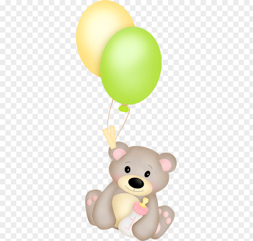 Take A Bottle Cartoon Bear And Balloons Animation PNG