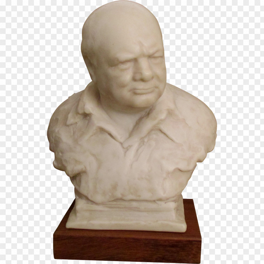 Oscar Nemon Bust Of Winston Churchill Sculpture Art Stone Carving PNG