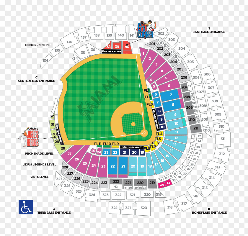 Seat Marlins Park Miami Segerstrom Center For The Arts AT&T Yankee Stadium PNG