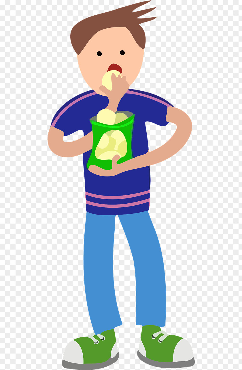 Selfconfidence Cartoon Child Clip Art Vector Graphics Potato Chip Eating PNG
