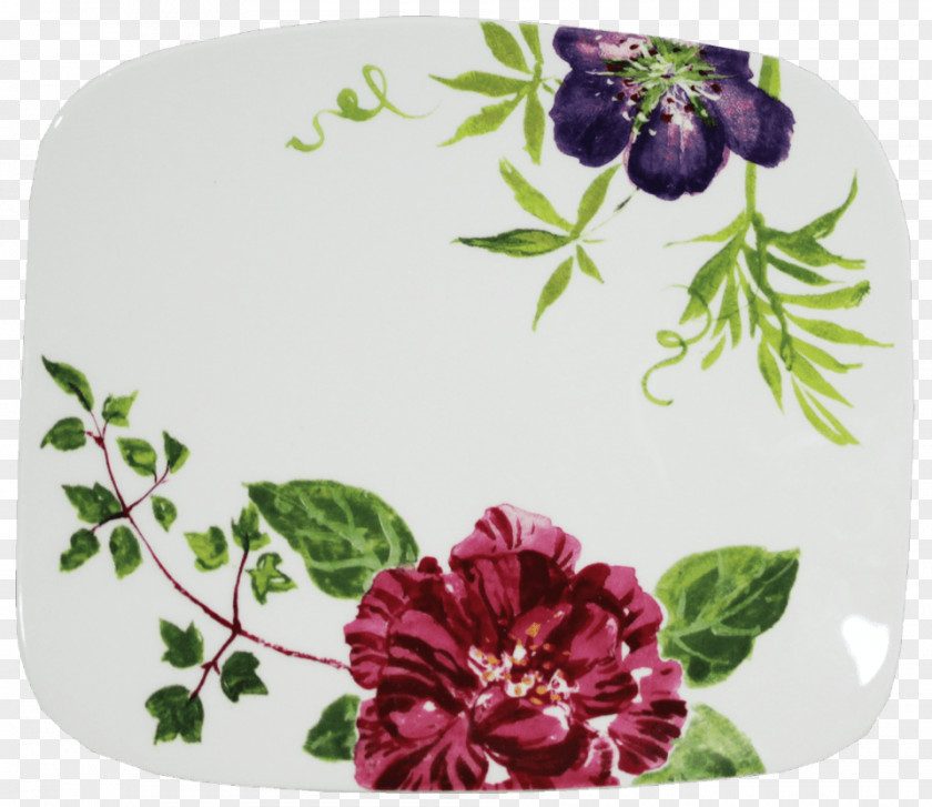 Plate Gien Millefleurs Organic Square Bagatelle Faience PNG
