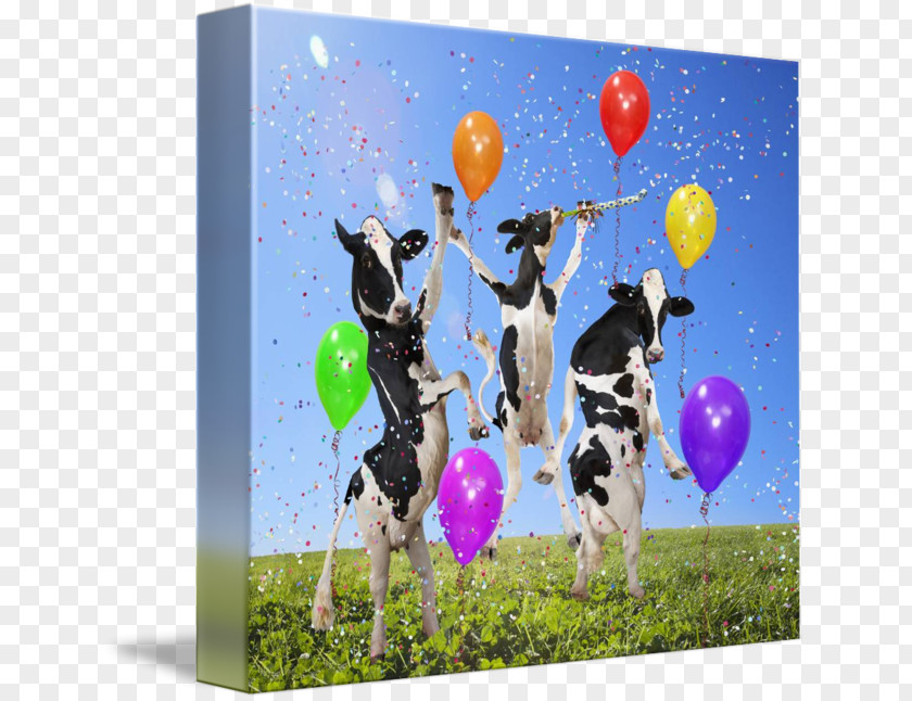 Holstein Friesian Cattle HappyCow Balloon Birthday Greeting & Note Cards PNG