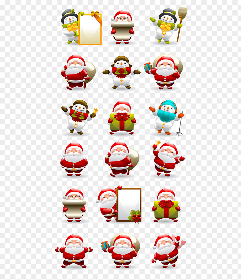 Santa Claus Snowman Christmas Illustration PNG