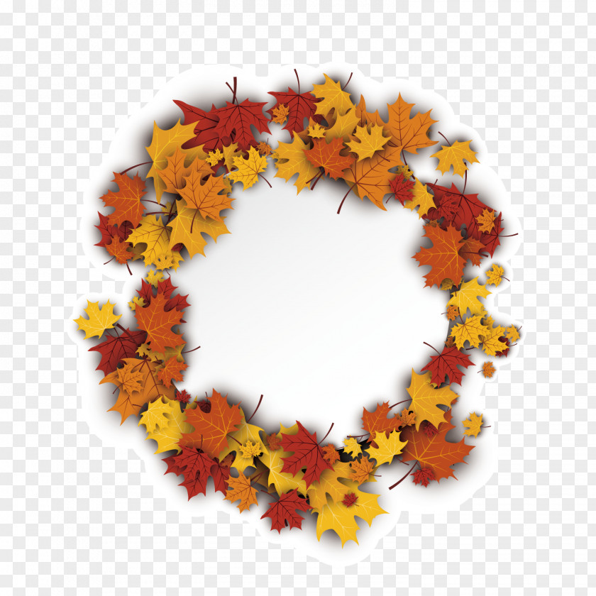 Autumn Circle Maple Leaf Picture T-shirt PNG