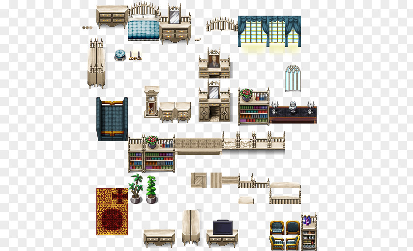 Bathroom Interior RPG Maker MV Furniture Tile-based Video Game Pixel Art VX PNG