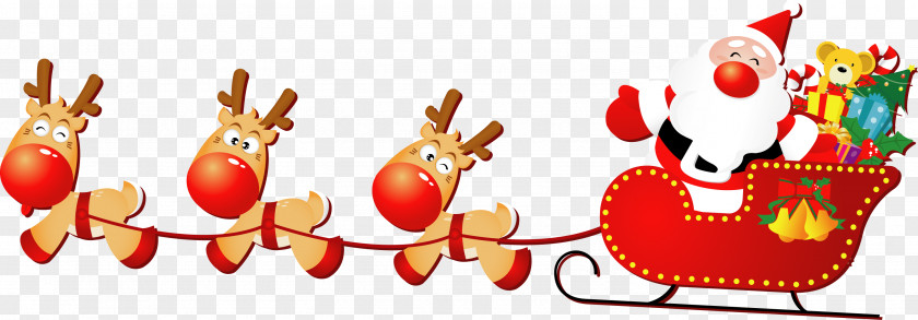 Santa Sleigh Claus's Reindeer Sled Christmas PNG