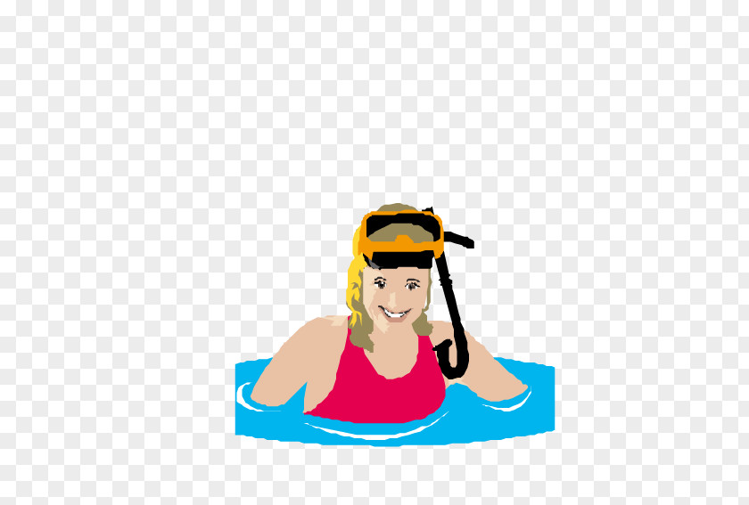 Woman With Swimming Goggles Underwater Diving Illustration PNG