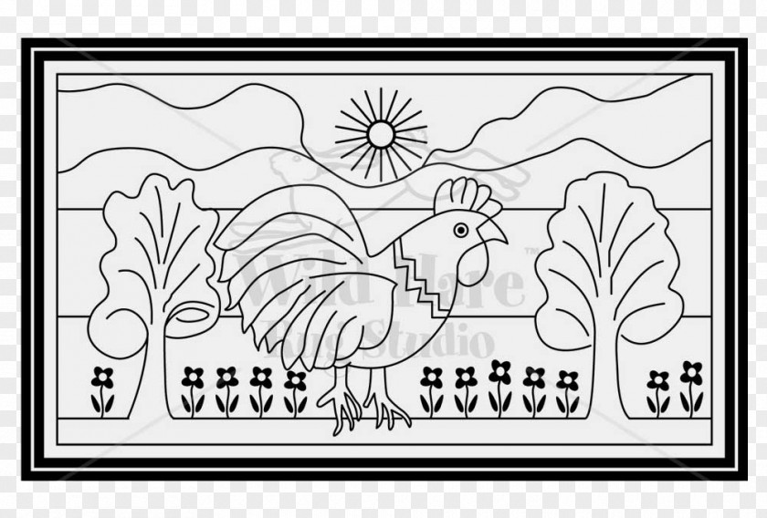 Rooster Punch Needle Rug Hooking Carpet Pattern PNG