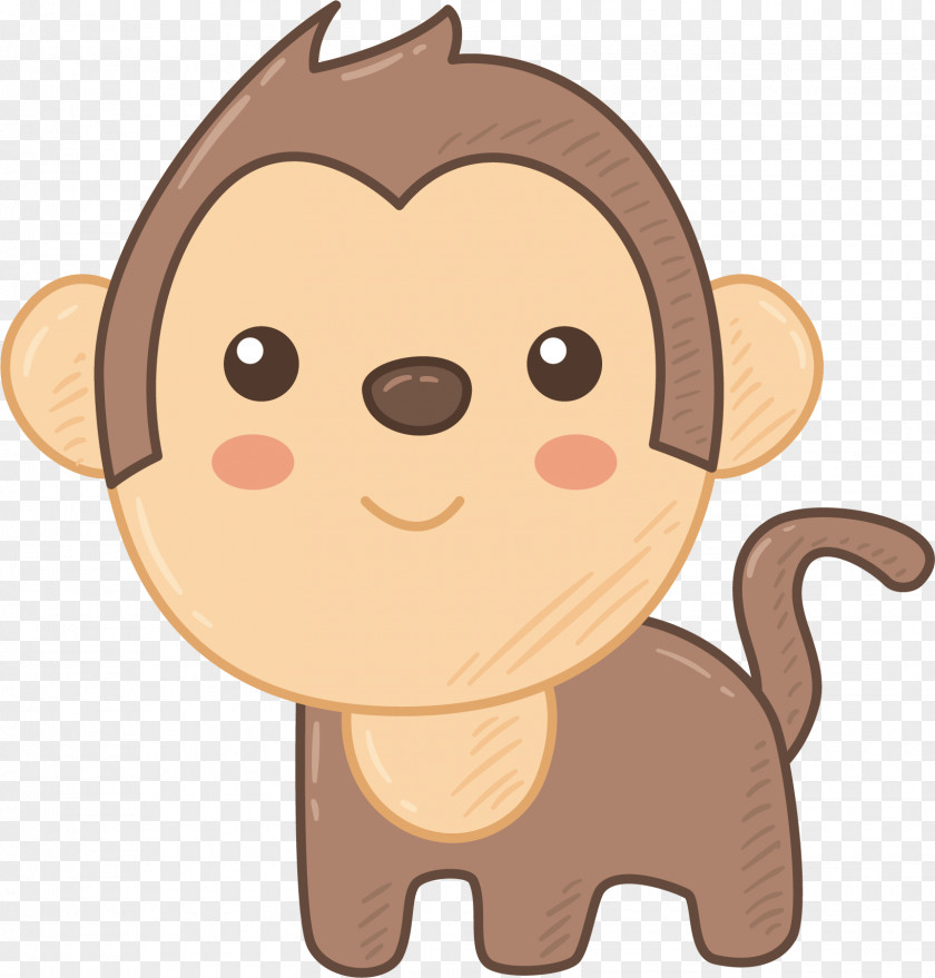 Vector Hand-painted Cute Monkey Ape Euclidean Drawing PNG