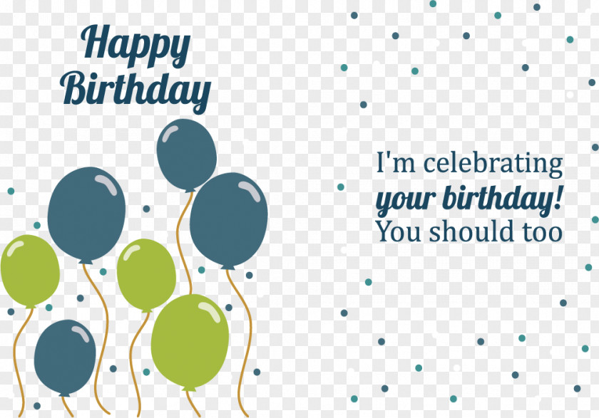 Balloons Polka Dot Birthday Card Balloon Greeting Blue PNG