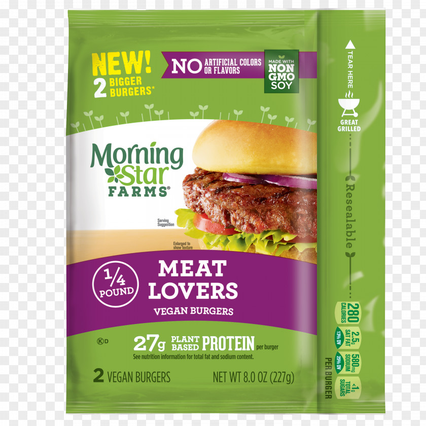 Meat Veggie Burger Hamburger Morningstar Farms Grillers Original Vegetarian Cuisine McDonald's Quarter Pounder PNG