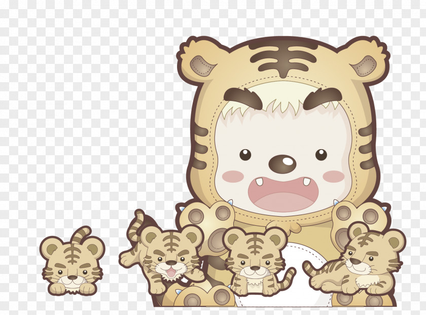 Cute Tiger Cartoon Poster PNG