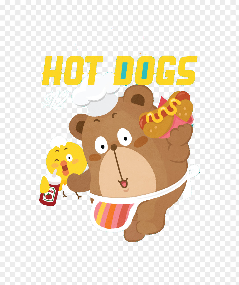 Hot Dog Bear Illustration PNG