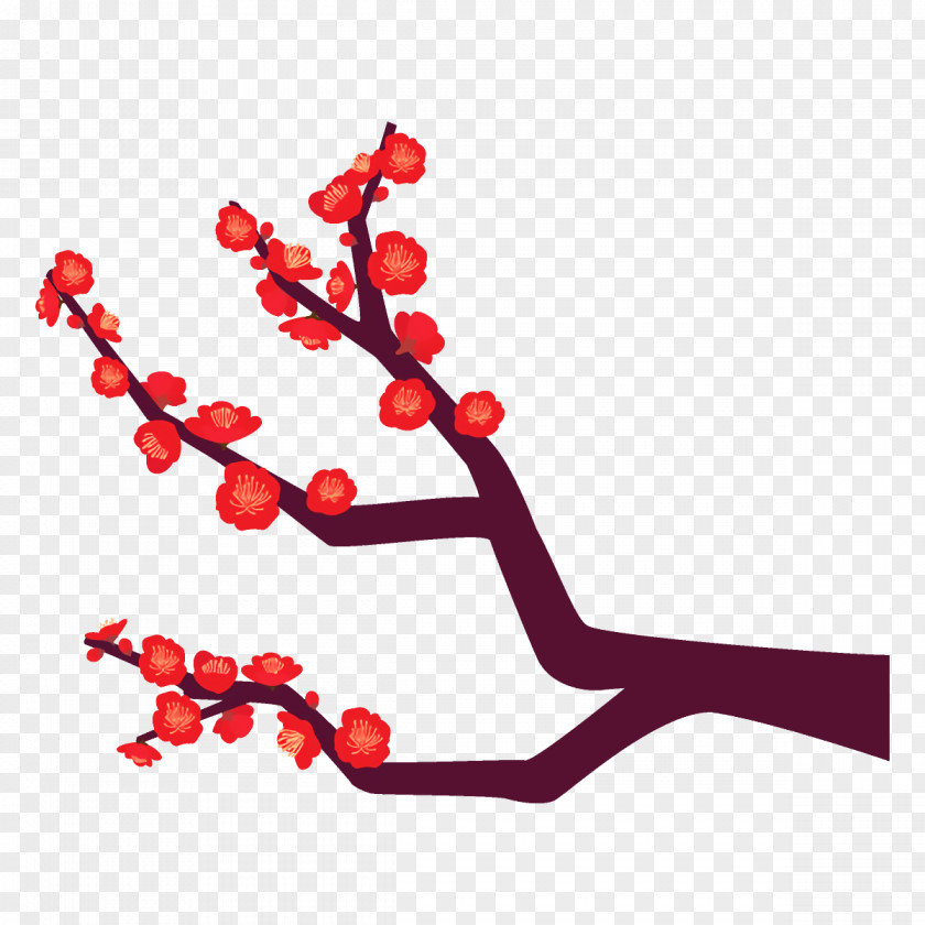 Plum Branch Winter Flower PNG