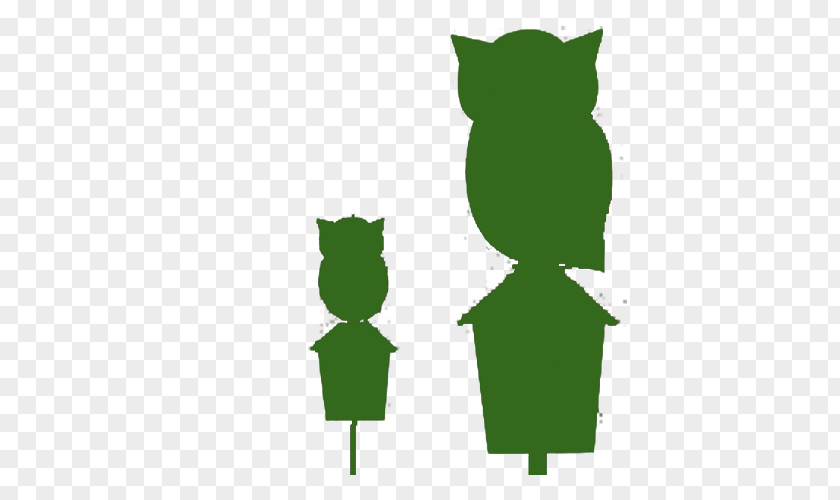 Green Cartoon Owl Silhouette Material PNG