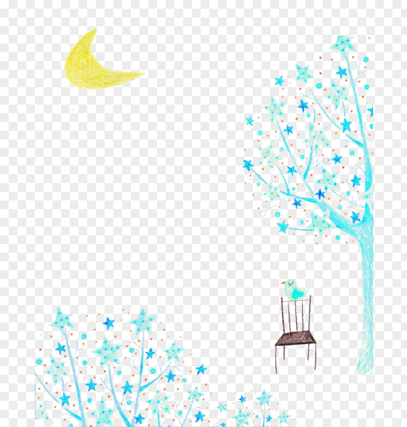Star Trees Blue Desktop Wallpaper Illustration PNG