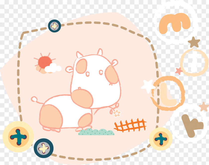 Creative Cute Cartoon Cow Clip Art PNG