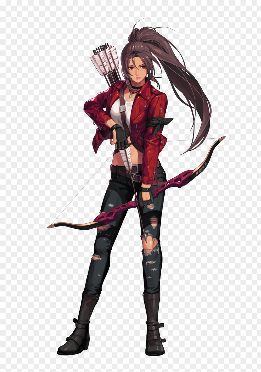 Huntress Black Survival Character Model Sheet Concept Art PNG