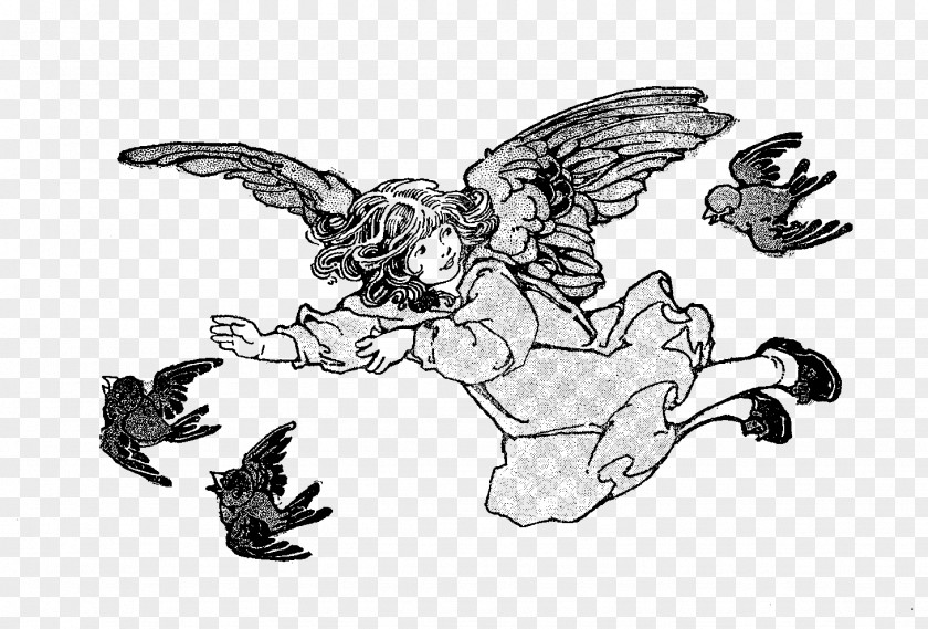 Angel Woman Line Art Visual Arts Cartoon Clip PNG