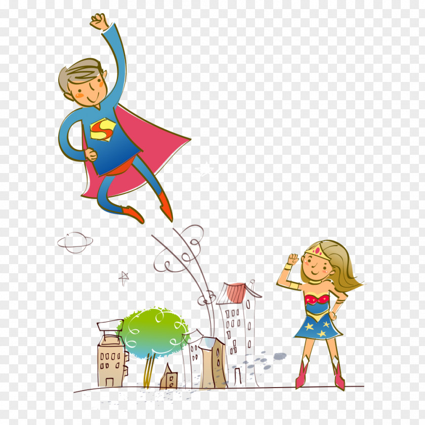 Cartoon Superman Clark Kent Illustration PNG