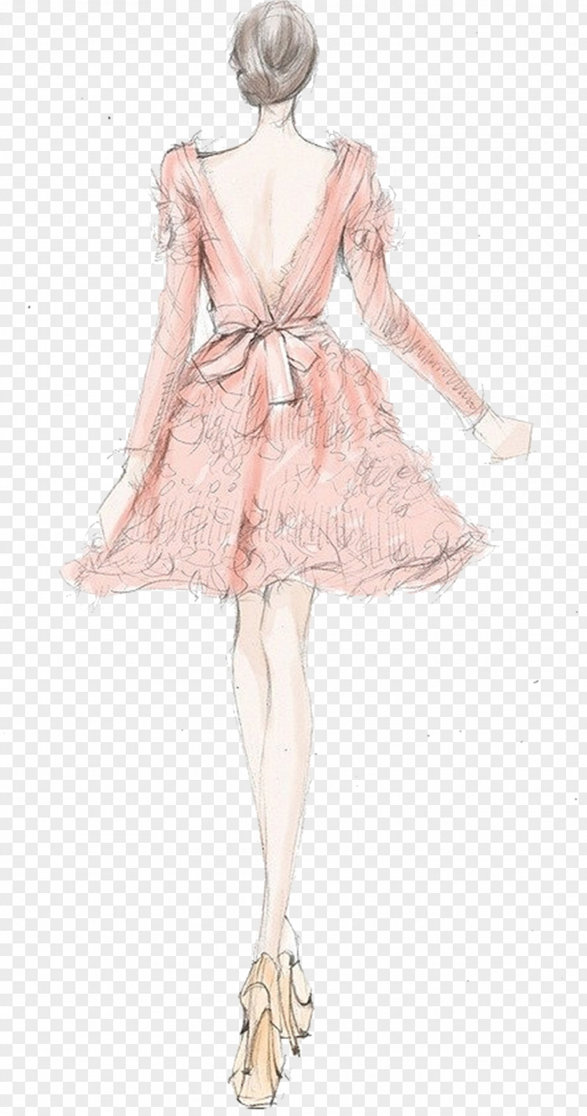 Creative Pink Skirt Woman Drawing Fashion Illustration Design Sketch PNG