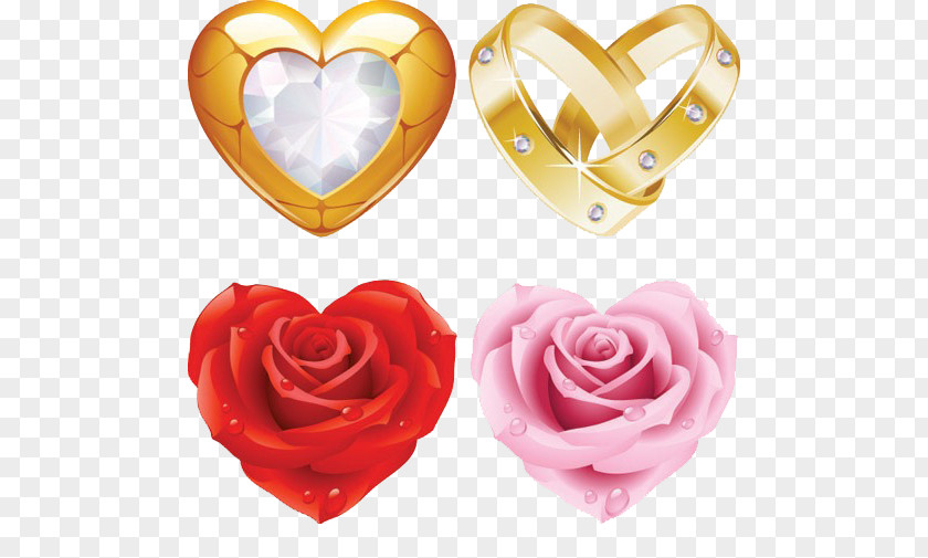 Gold Ring Gemstone Texture Rose Heart Pink Clip Art PNG
