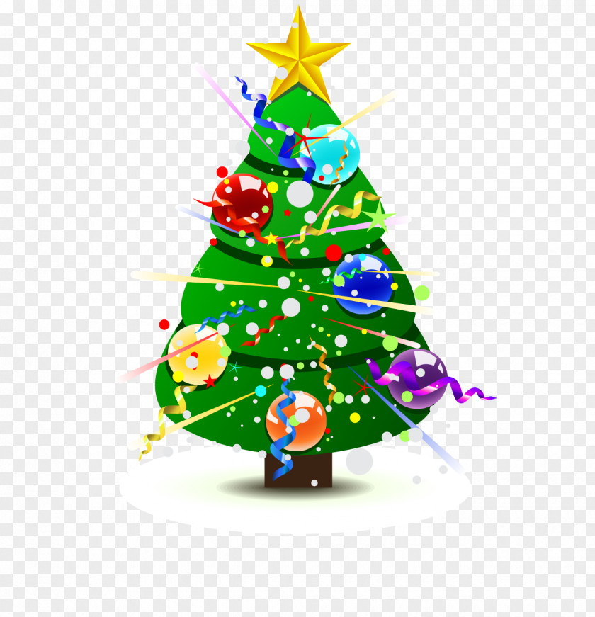 Green Christmas Tree Covered With Ornaments Vector Decoration Ornament PNG