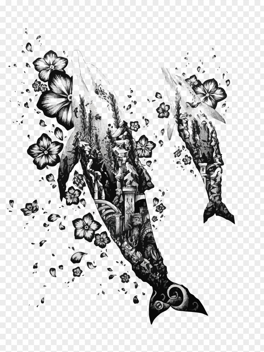 Vector Flower Fish Dolphin Visual Arts Ice Crystals Graphic Design PNG