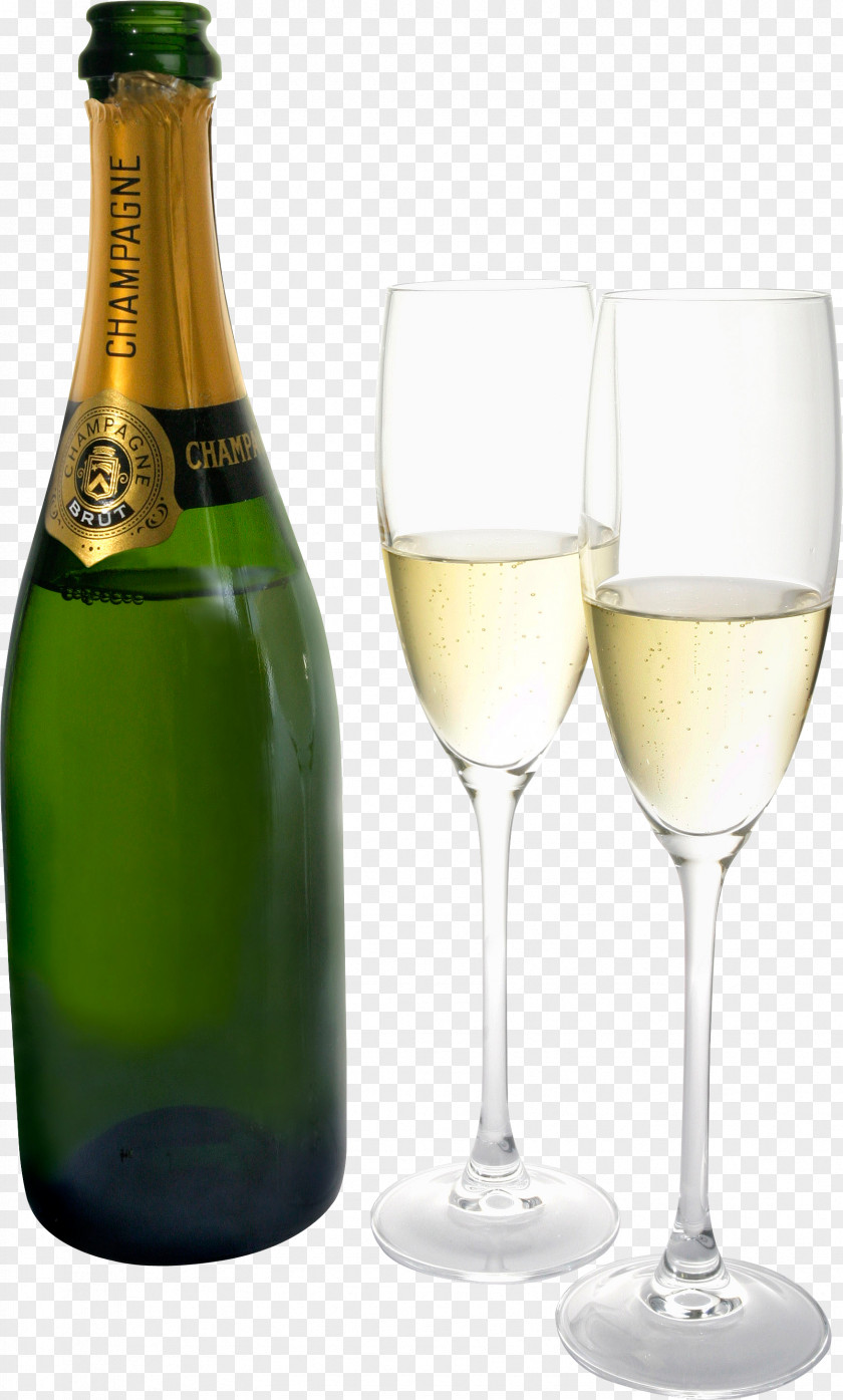 Champagne Bottle Glass Wine PNG