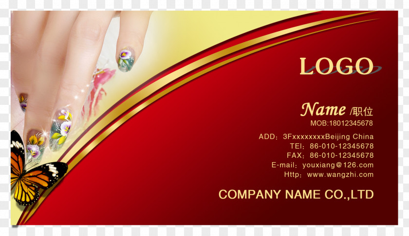 Nail Business Card Beauty Parlour Hairdresser Visiting Long Hair PNG