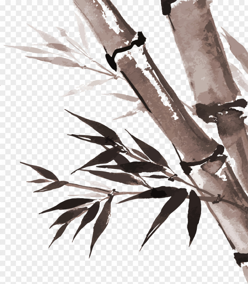 Hand Painted Grey Bamboo Chinese Painting Download Ink Wash PNG
