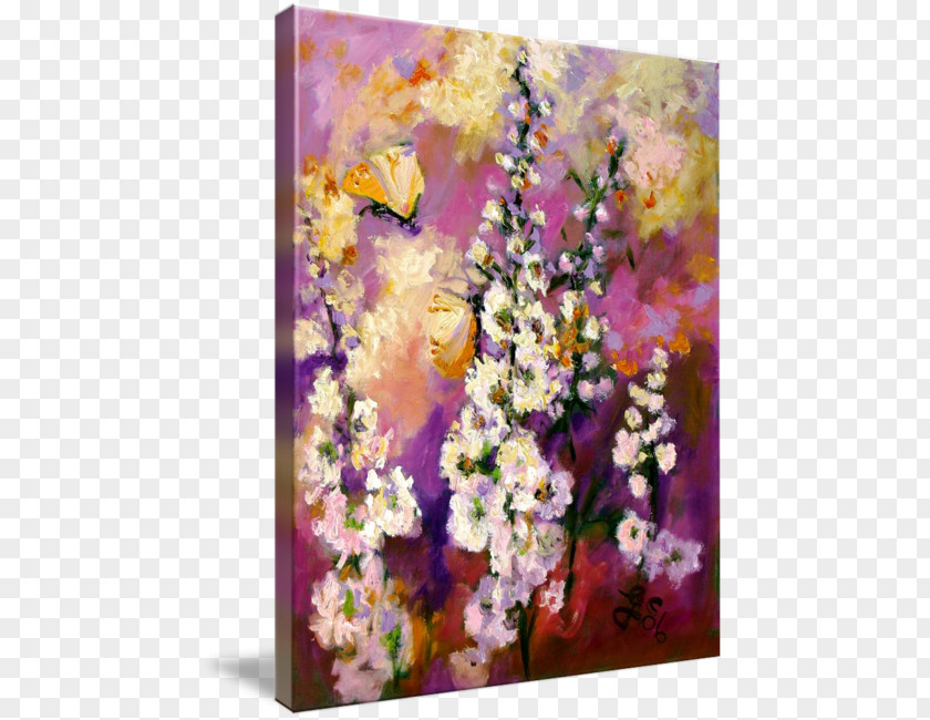 Watercolor Butterfly Floral Design Oil Painting Flower Art PNG