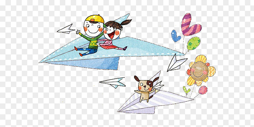 Child Sitting On Paper Plane Airplane PNG