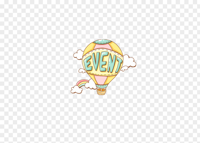 Cartoon Hot Air Balloon Rainbow Creative Drawing PNG