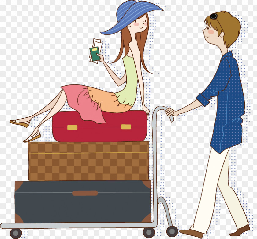 Baggage Man Significant Other Illustration PNG