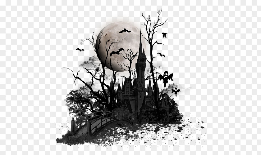 Horror House Black And White Halloween Image Clip Art 仮装 PNG