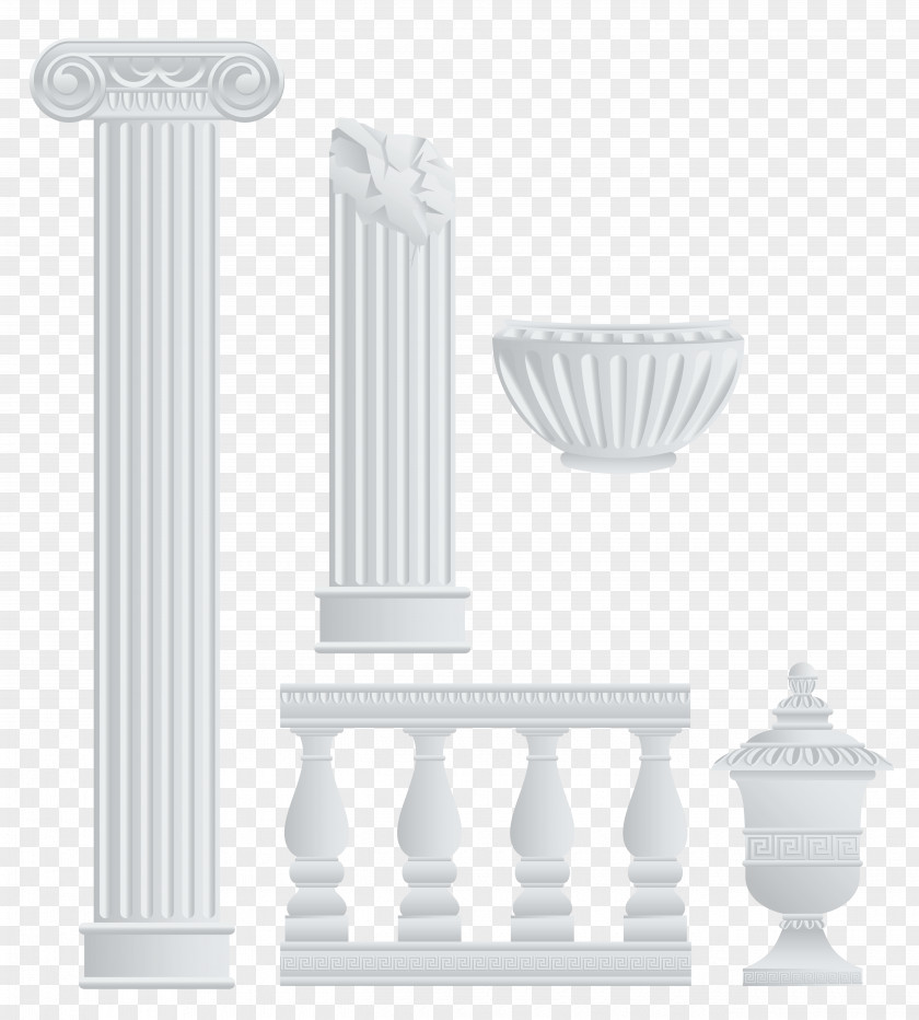 Greek Fence Columns And Elements Clipart White Product Pattern PNG