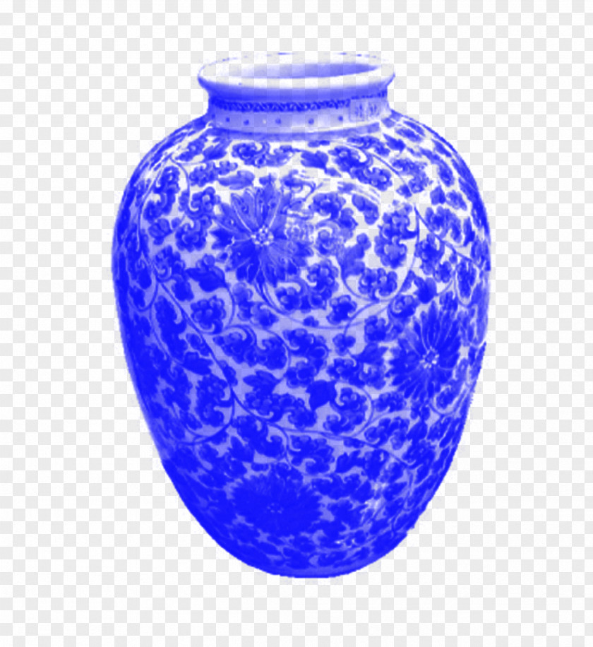 Blue And White Porcelain Jar Jingdezhen Qing Dynasty Kangxi Yuan Pottery PNG