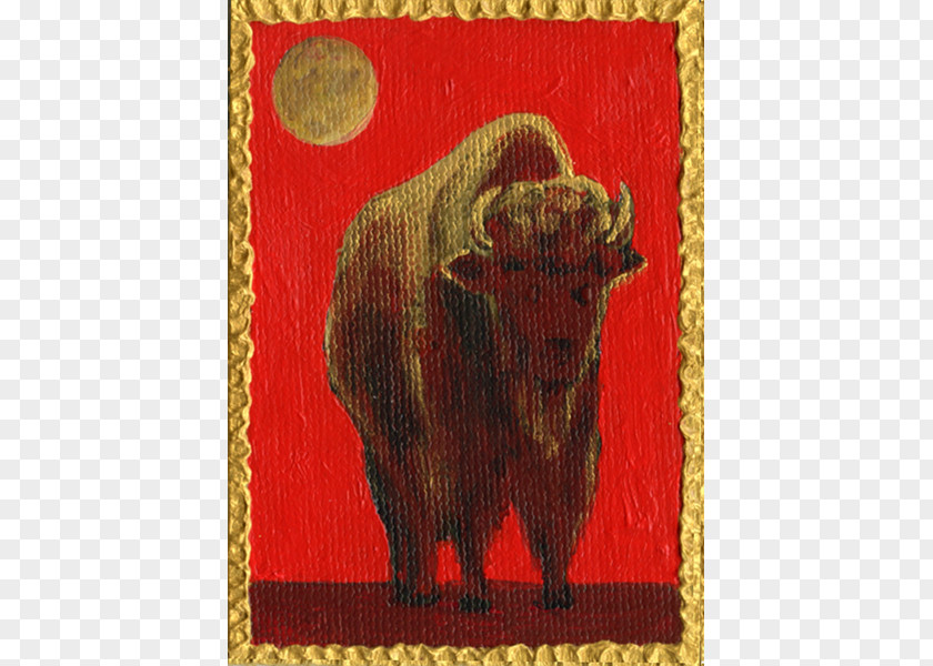 Bison Cattle Ox American Palette Painting PNG