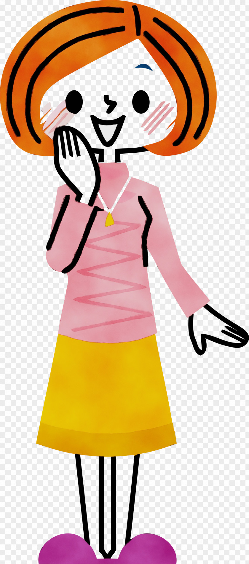 Cartoon Pink Yellow Costume Style PNG