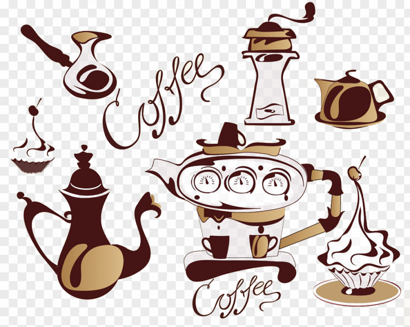 Coffee Decoration Vector Material Bean Cappuccino Cafe Clip Art PNG