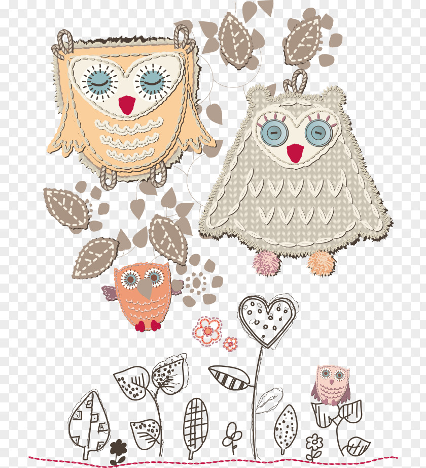 Vector Owl Cartoon Illustration PNG