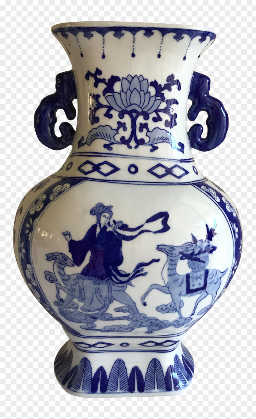 Bronze Drum Vase Design Jug Blue And White Pottery Ceramic Cobalt PNG
