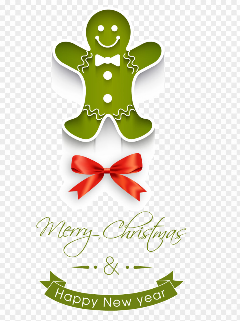 Green Gingerbread Man Vectors Christmas Card Greeting PNG