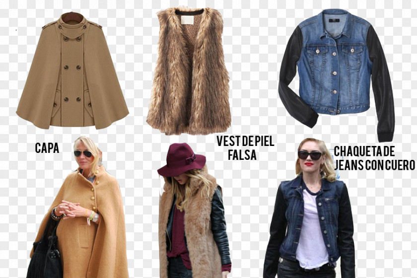 Invierno Fake Fur Overcoat Gilets PNG